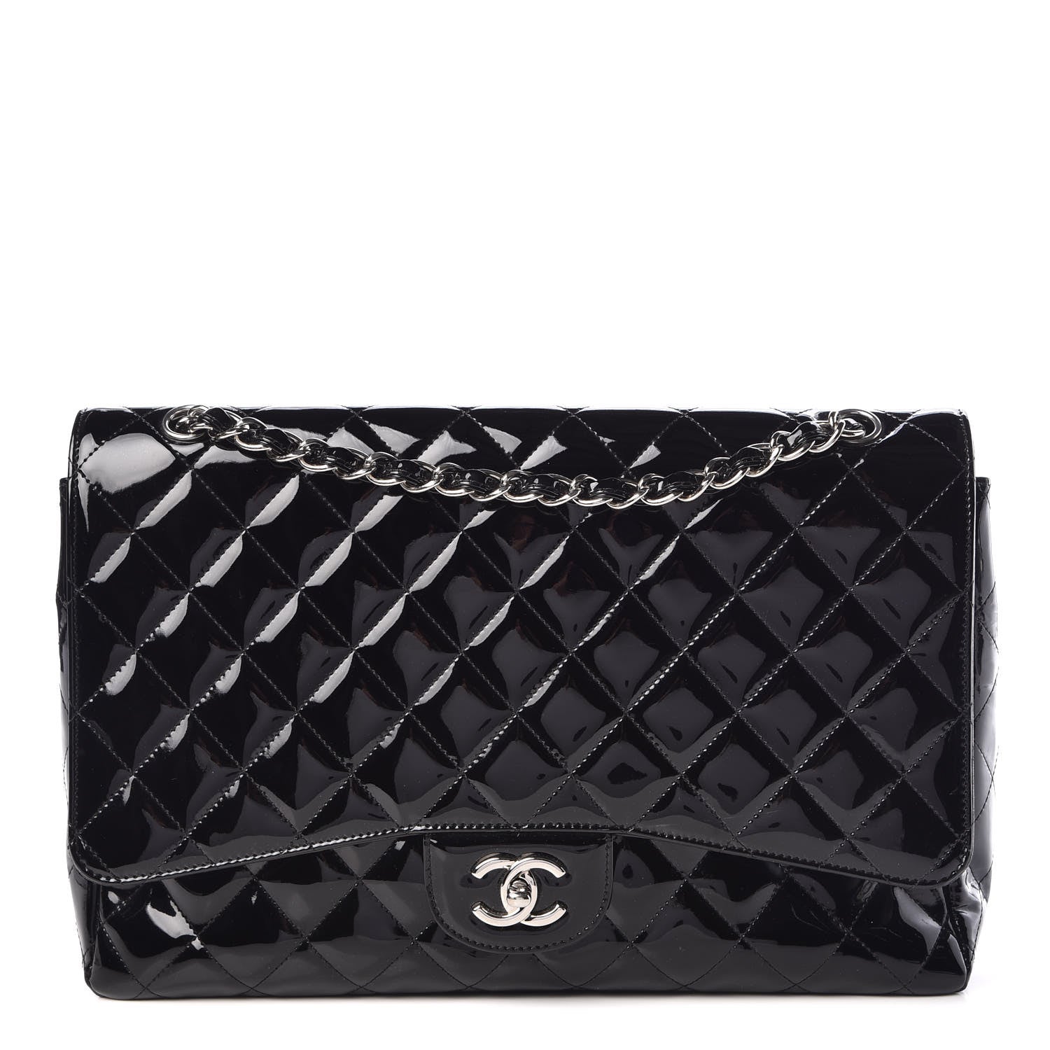 Chanel Patent Quilted Maxi Single Flap Black 1 of 13