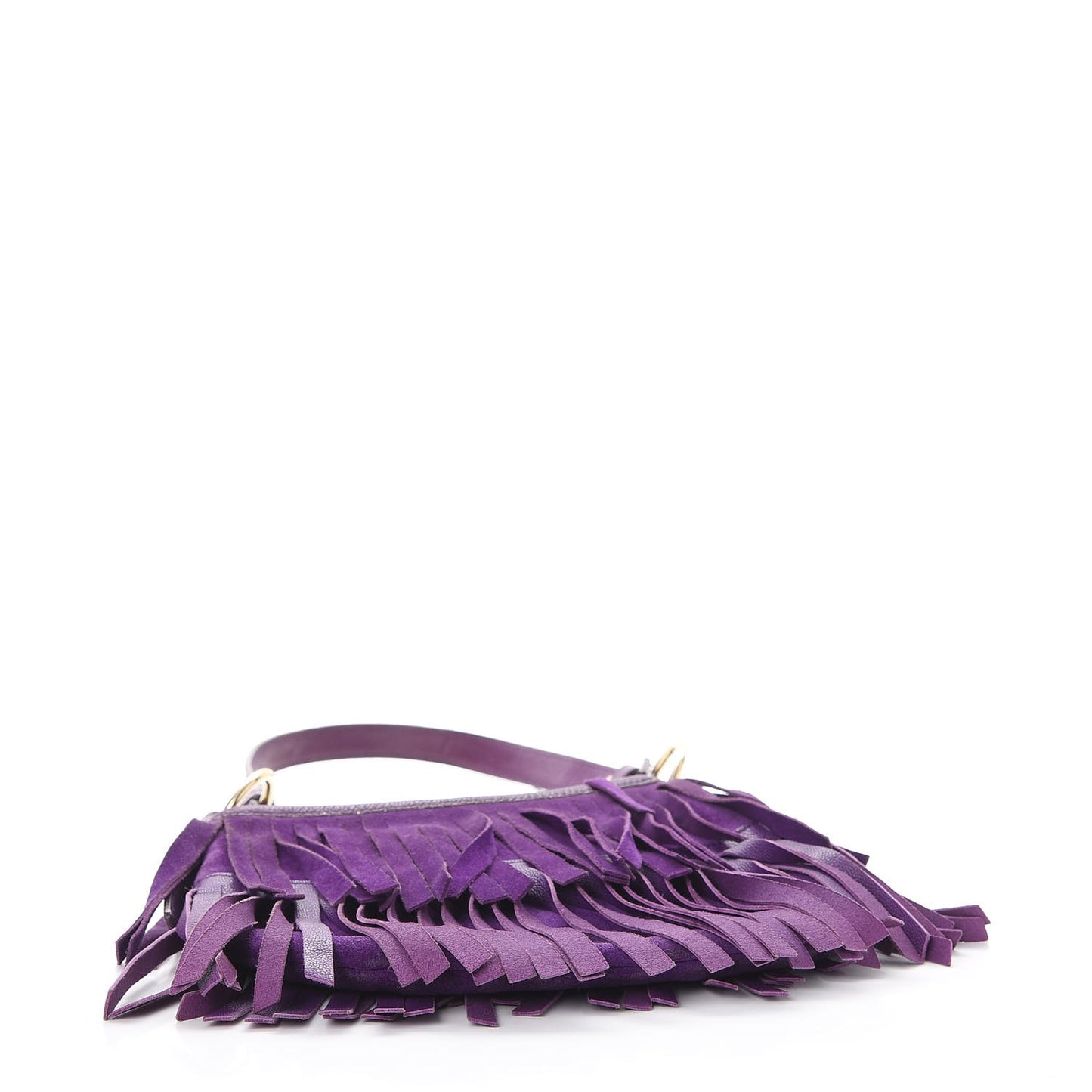 Suede Petite Sac Fringe Hobo Purple