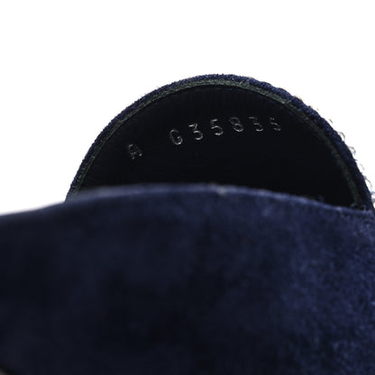 Chanel Suede Calfskin Grosgrain Crystal CC Star Mules  37.5 Blue Black 9 of 9