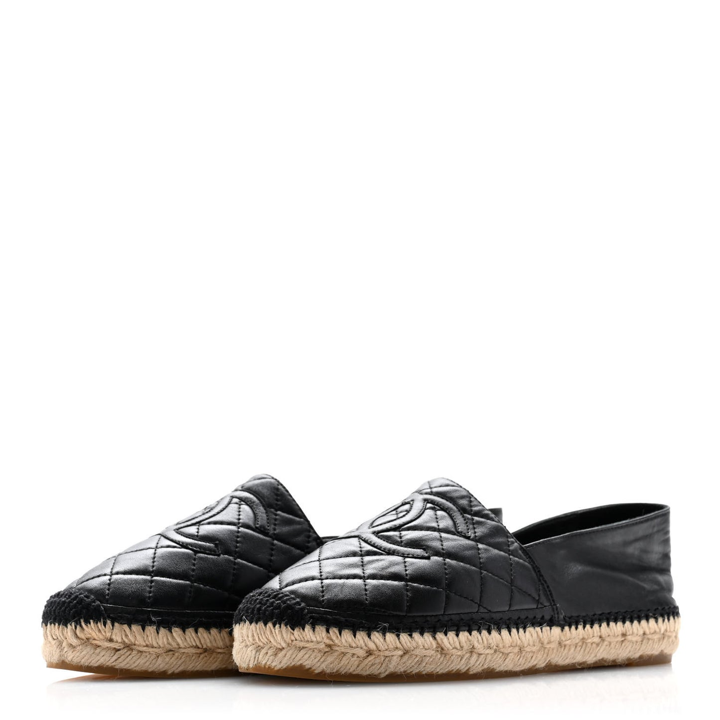 Lambskin Quilted CC Espadrilles 38 Black