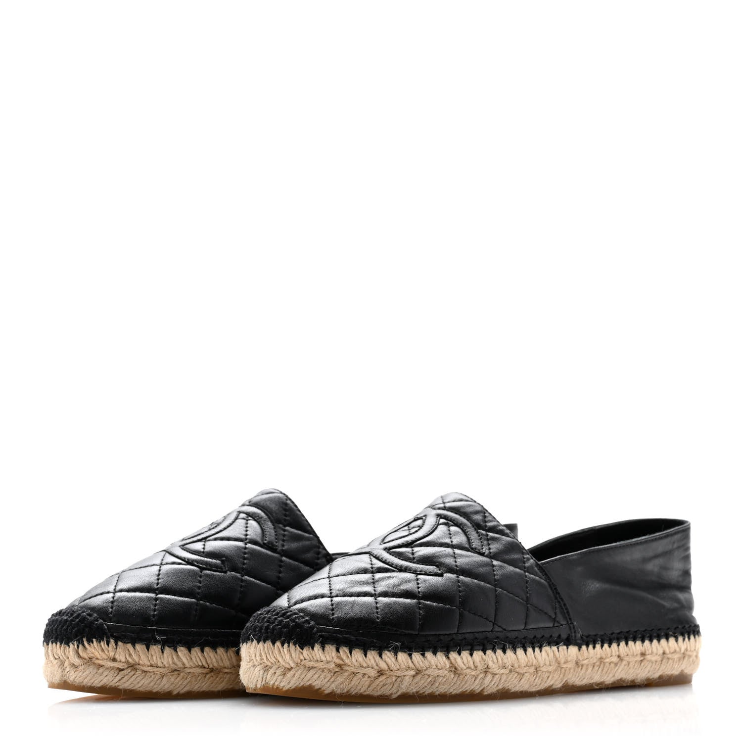 Chanel Lambskin Quilted CC Espadrilles 38 Black 3 of 10