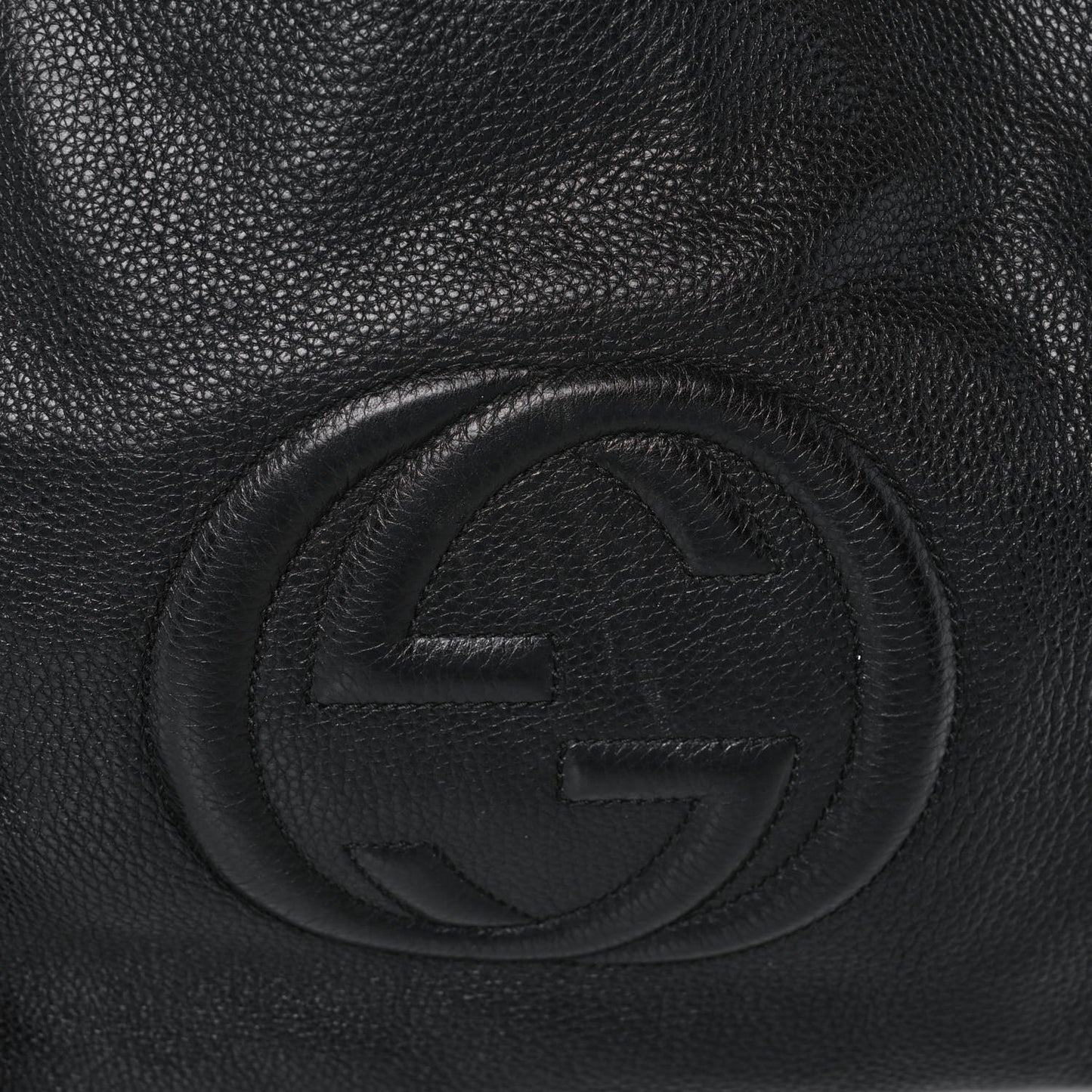 Pebbled Calfskin Large Soho Chain Shoulder Bag Black