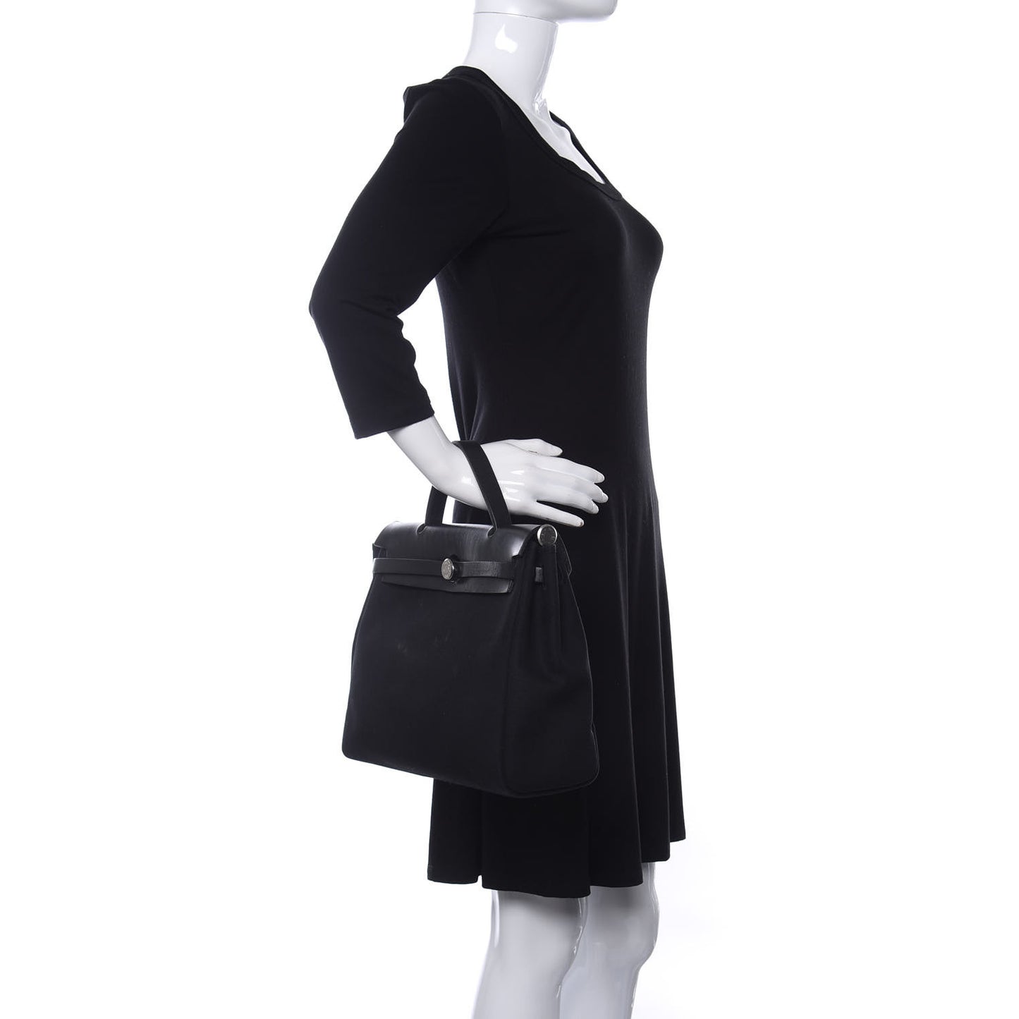 Toile Vache Calfskin Herbag 30 PM Black