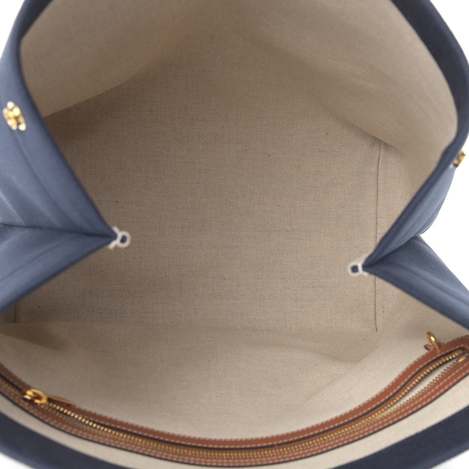 Celine Canvas Calfskin Horizontal Cabas Navy Tan 4 of 10