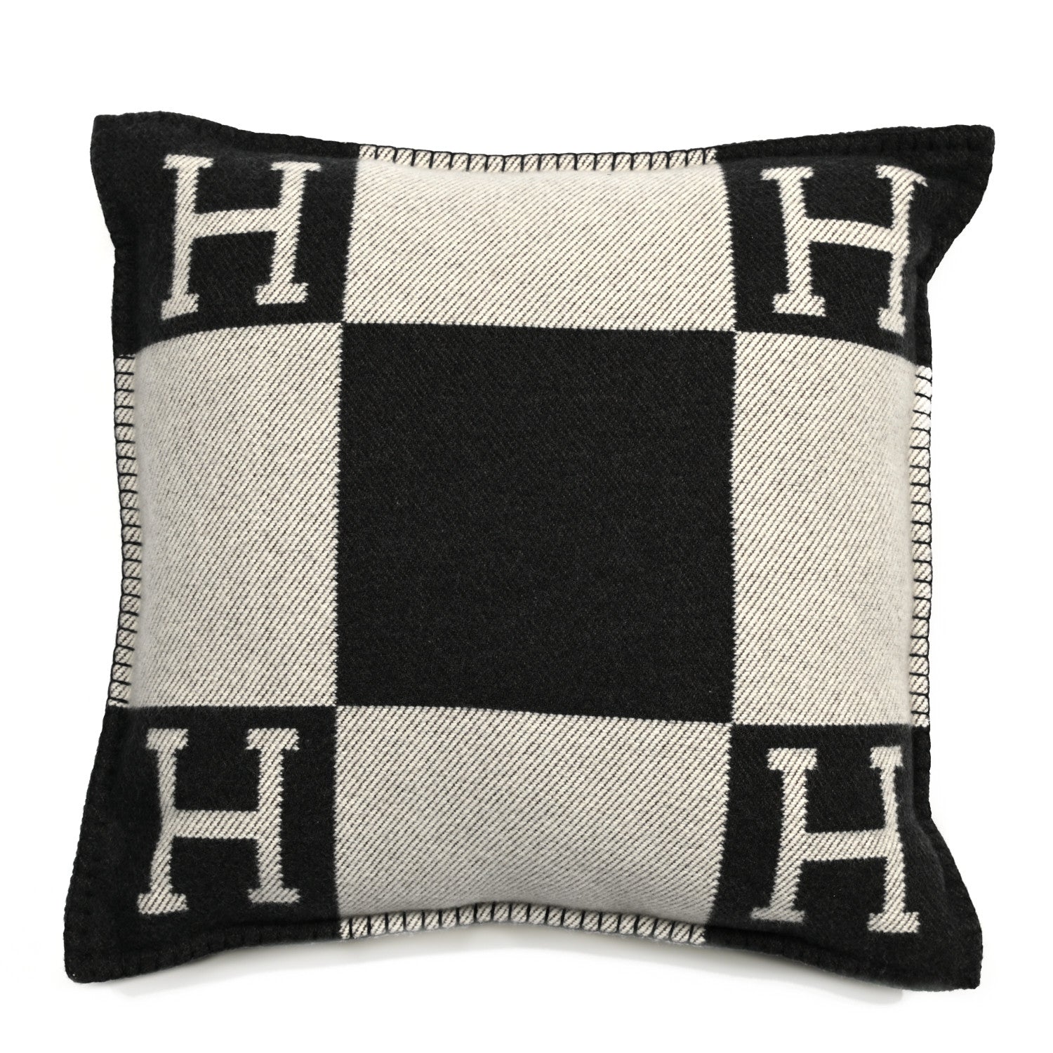 Hermes Wool Cashmere Avalon Pillow PM Ecru Gris Fonce 1 of 3