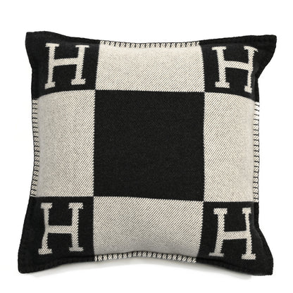 Hermes Wool Cashmere Avalon Pillow PM Ecru Gris Fonce 1 of 3