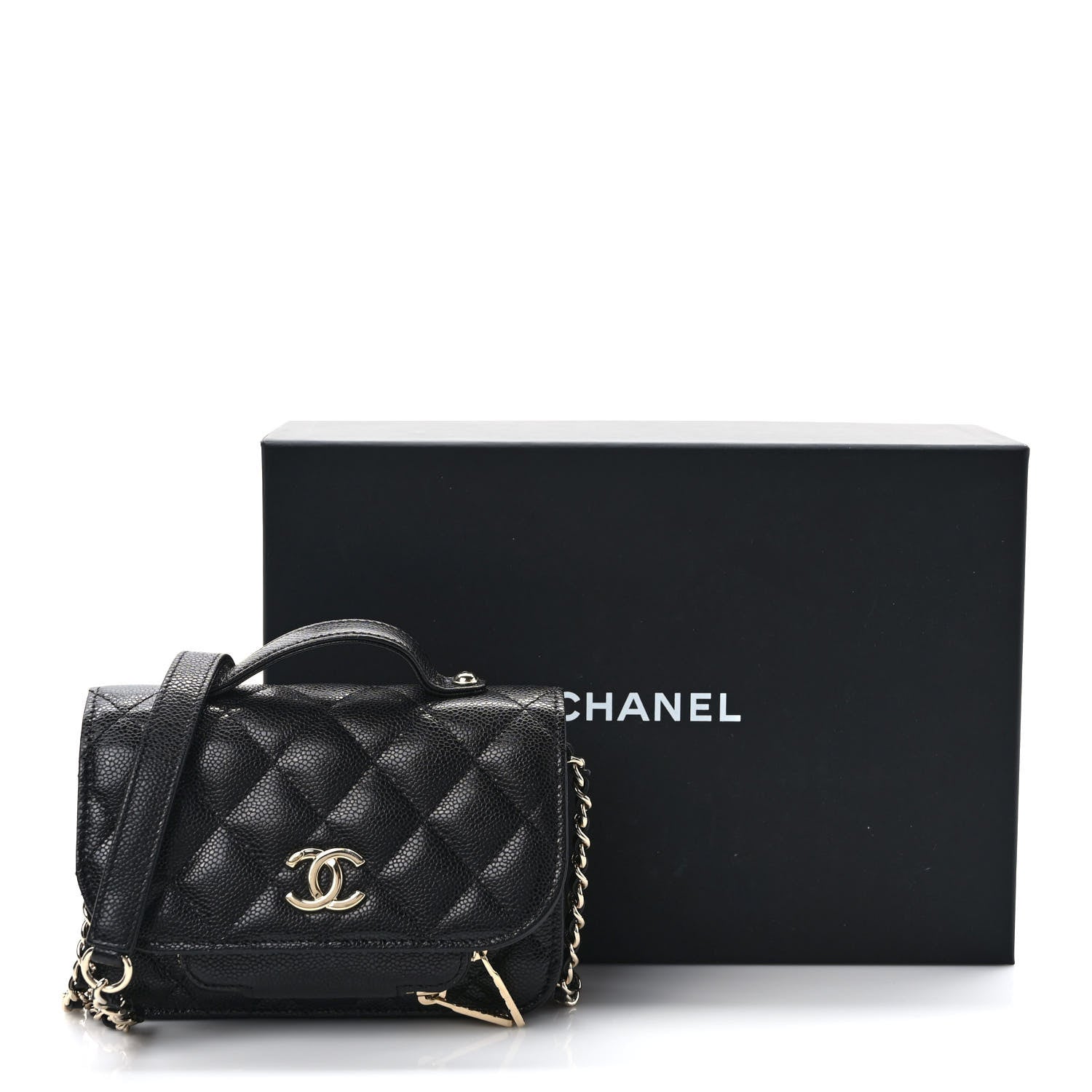 Chanel Caviar Quilted Business Affinity Clutch With Chain Black 10 of 10