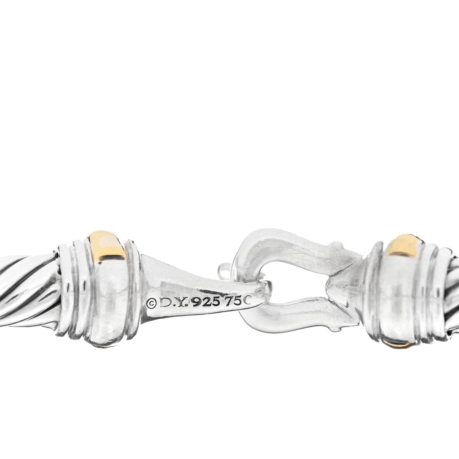 David Yurman Sterling Silver 18K Yellow Gold 4mm Cable Classic Buckle Bracelet 3 of 3