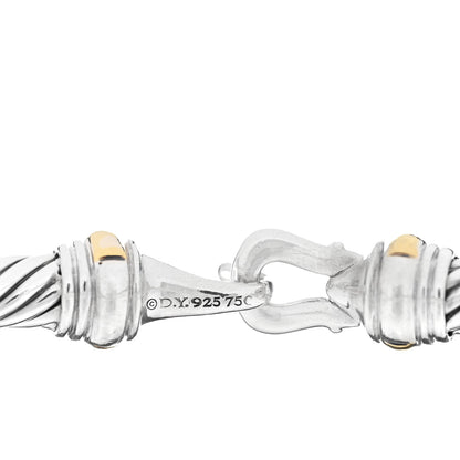 David Yurman Sterling Silver 18K Yellow Gold 4mm Cable Classic Buckle Bracelet 3 of 3