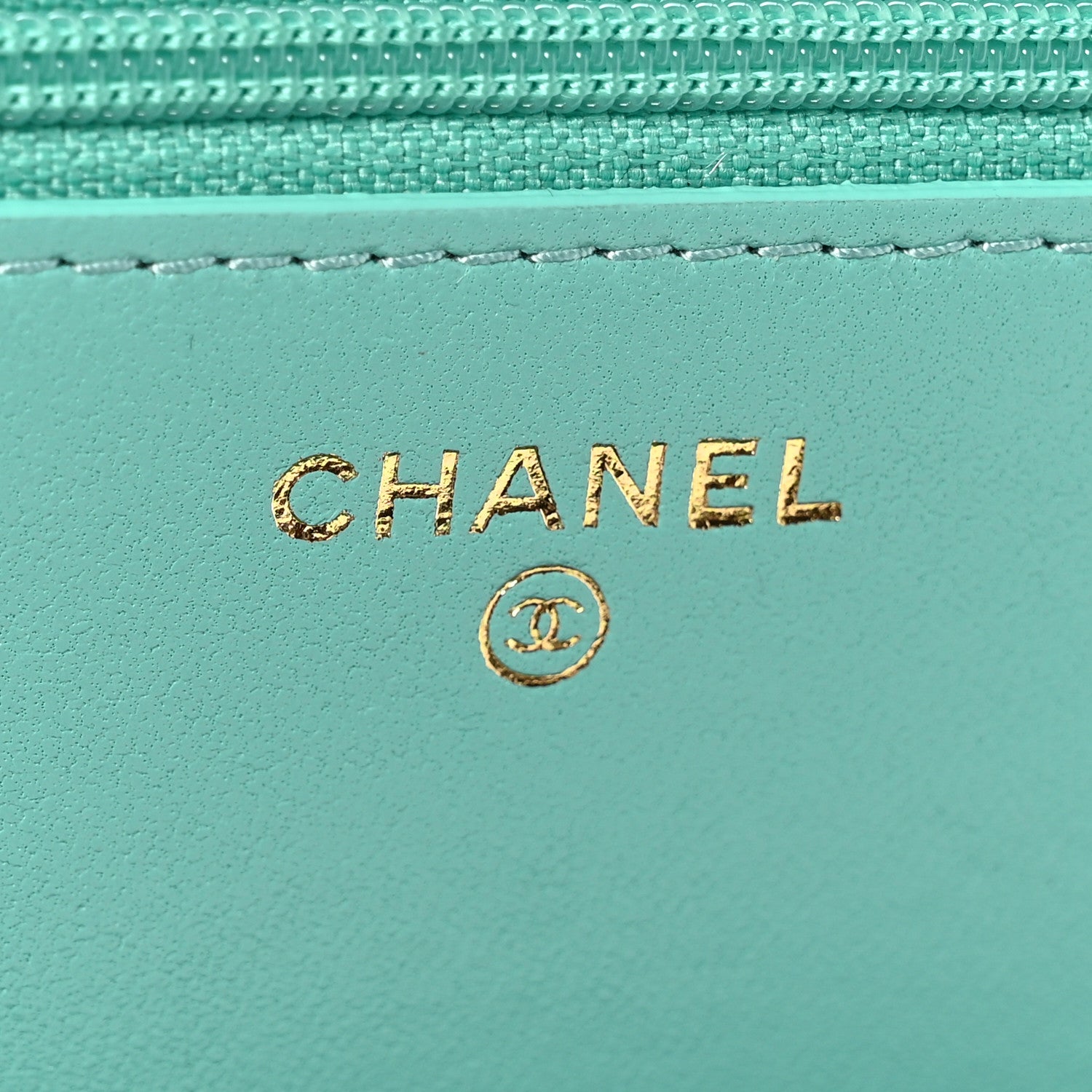 Chanel Lambskin Quilted Trendy CC Wallet On Chain WOC Turquoise 6 of 10