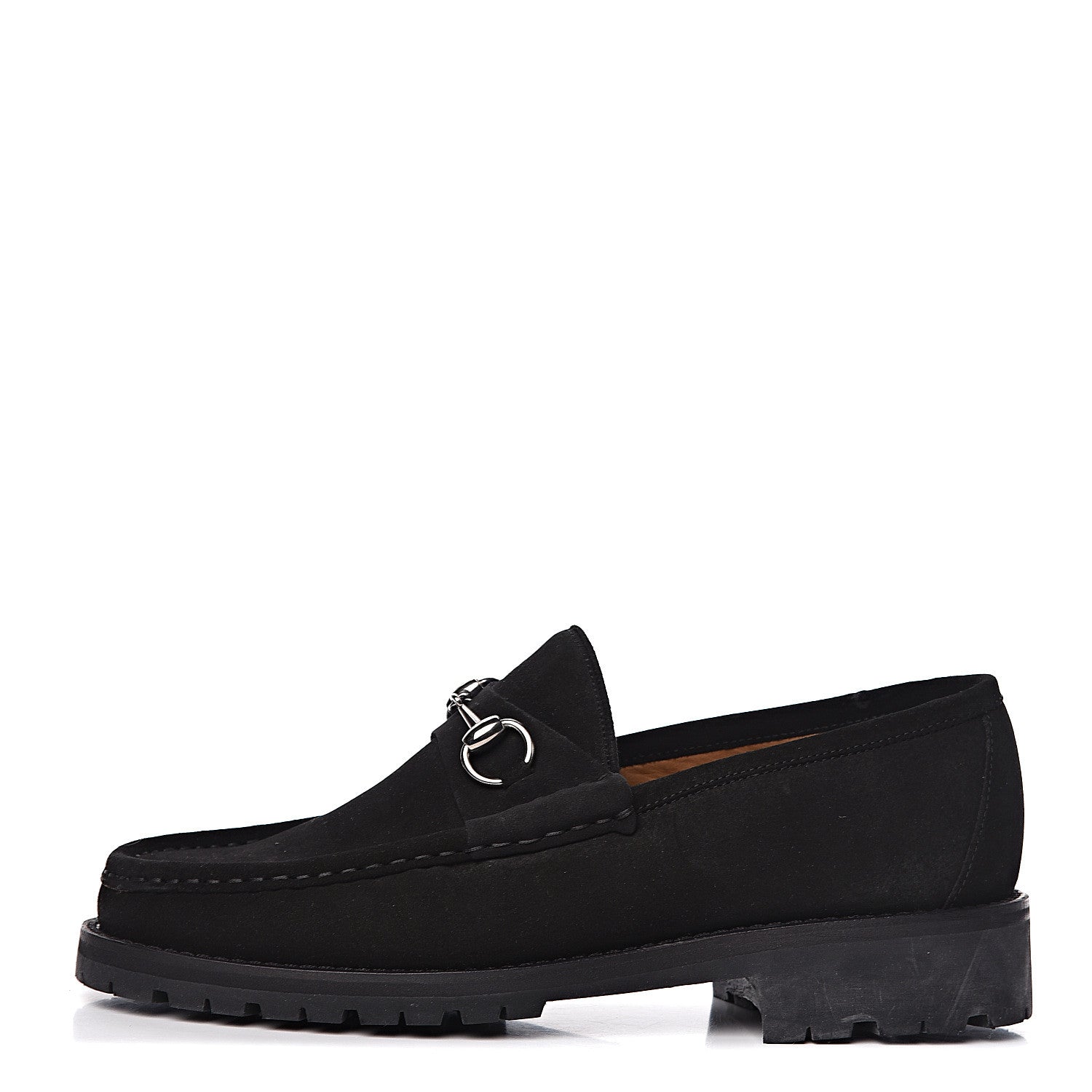 Gucci Suede Mens Horsebit Loafers 8.5 Black 1 of 13