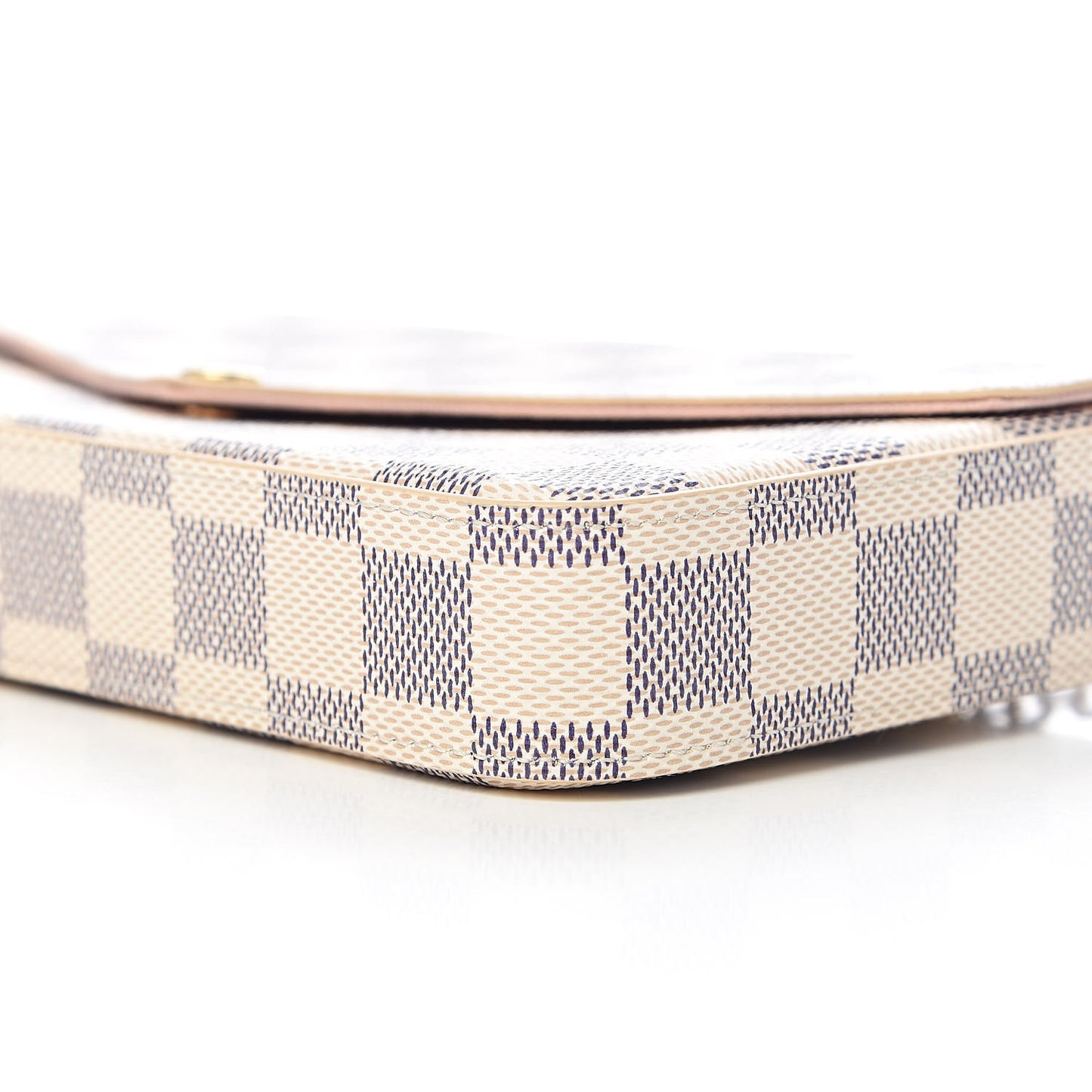 Damier Azur Pochette Felicie Chain Wallet Rose Ballerine