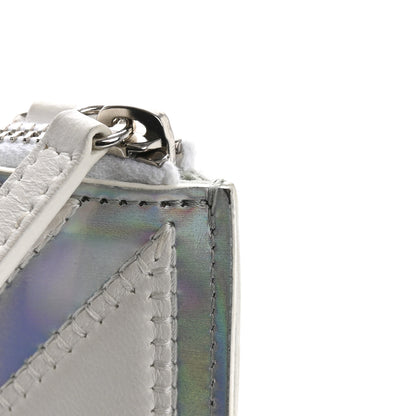 Chanel Lambskin Metallic Chevron Zip Pouch White Silver 12 of 12