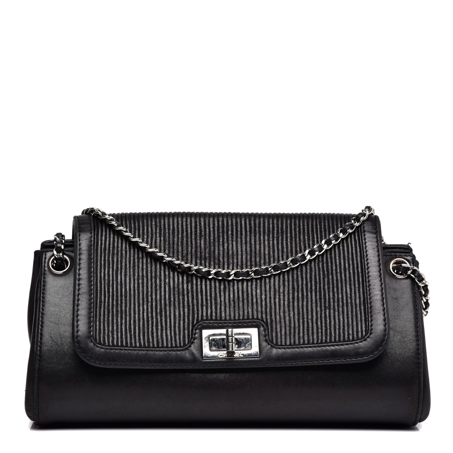Lambskin Mademoiselle Accordion Flap Black