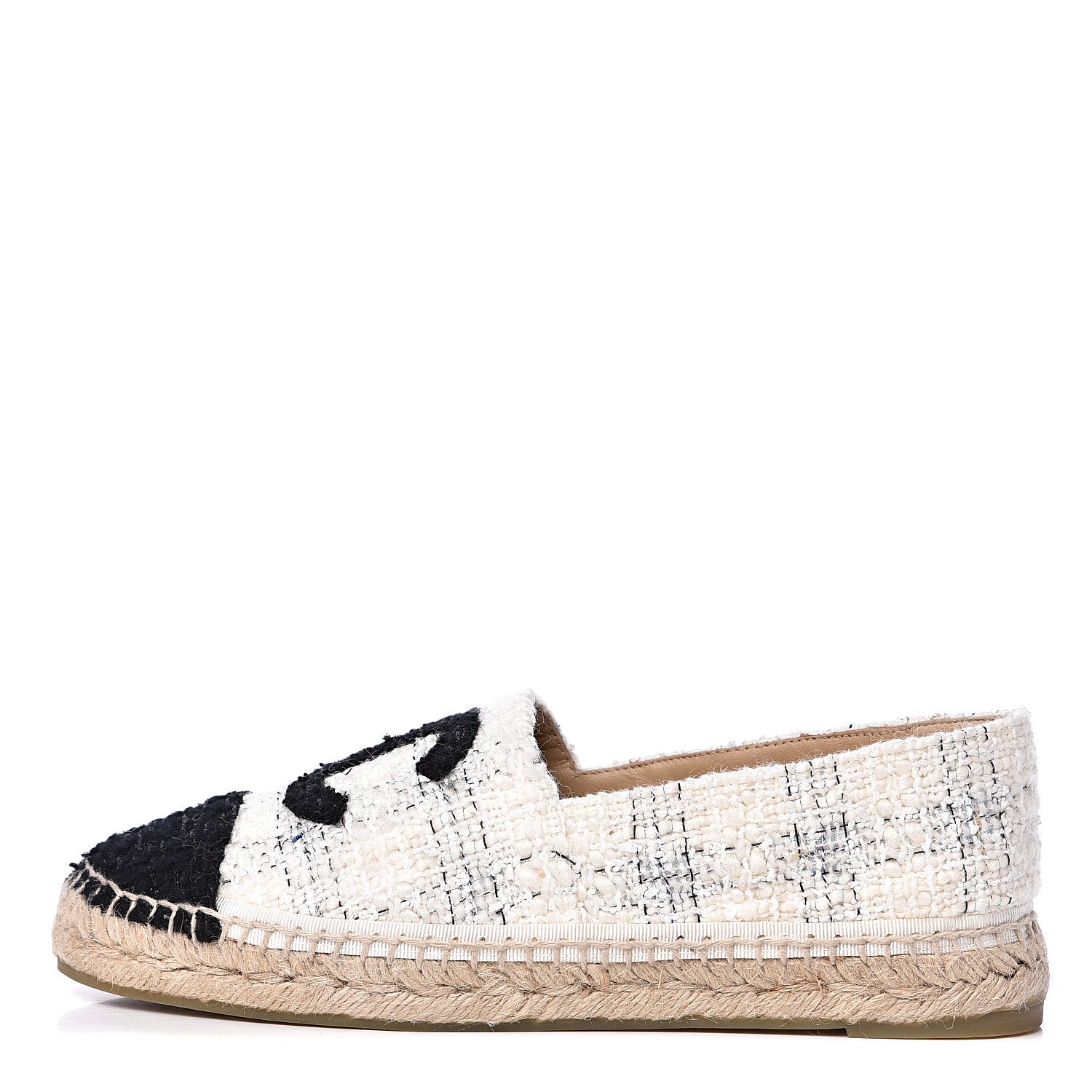 Chanel Tweed CC Espadrilles 41 Ecru White Blue Black 1 of 10
