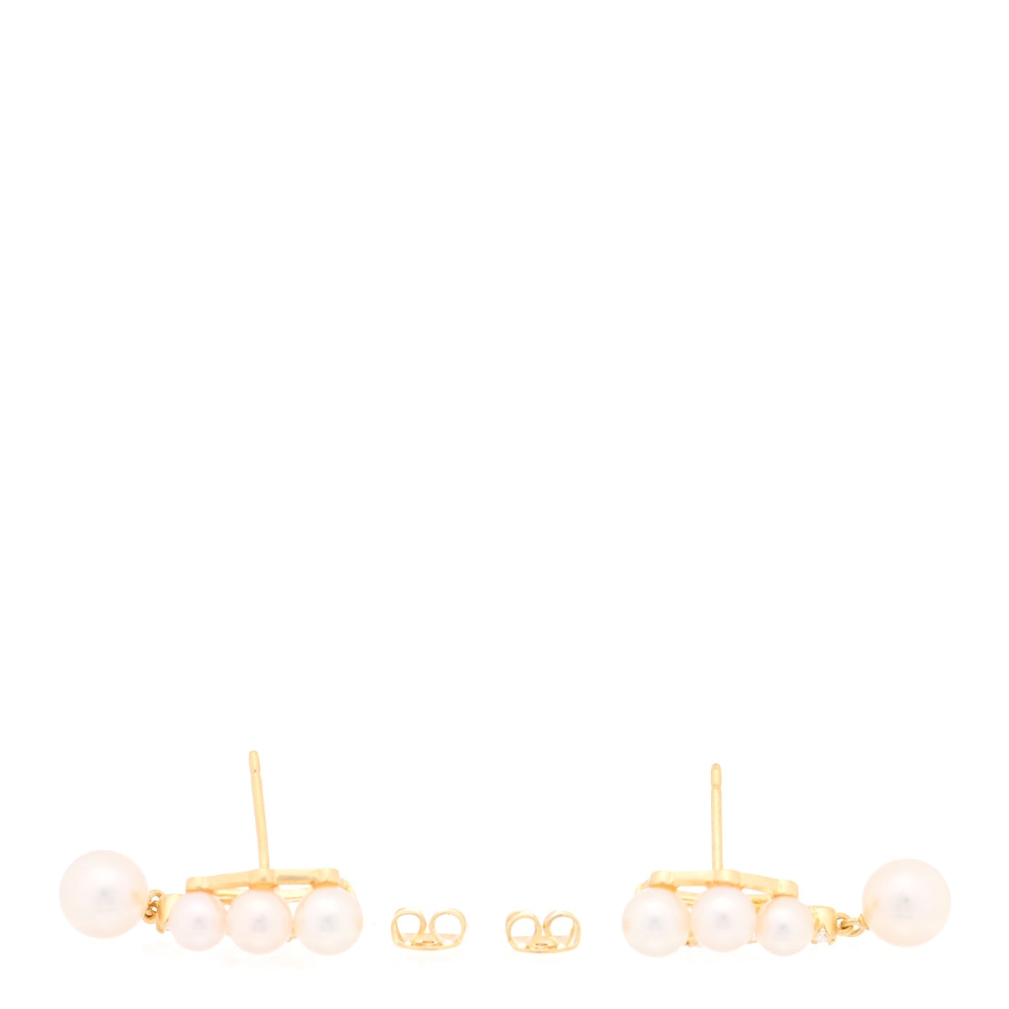 18K Yellow Gold Diamond Akoya Cultured Pearl 4.5-7mm Drop Earrings