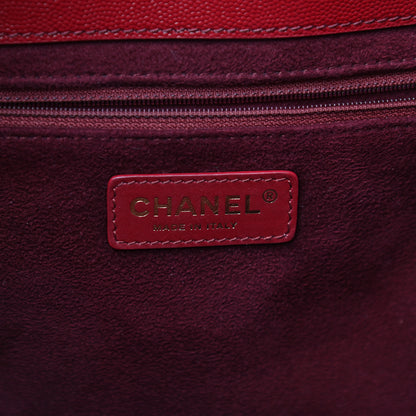Chanel Caviar Small Studded Deauville Tote Red 7 of 12