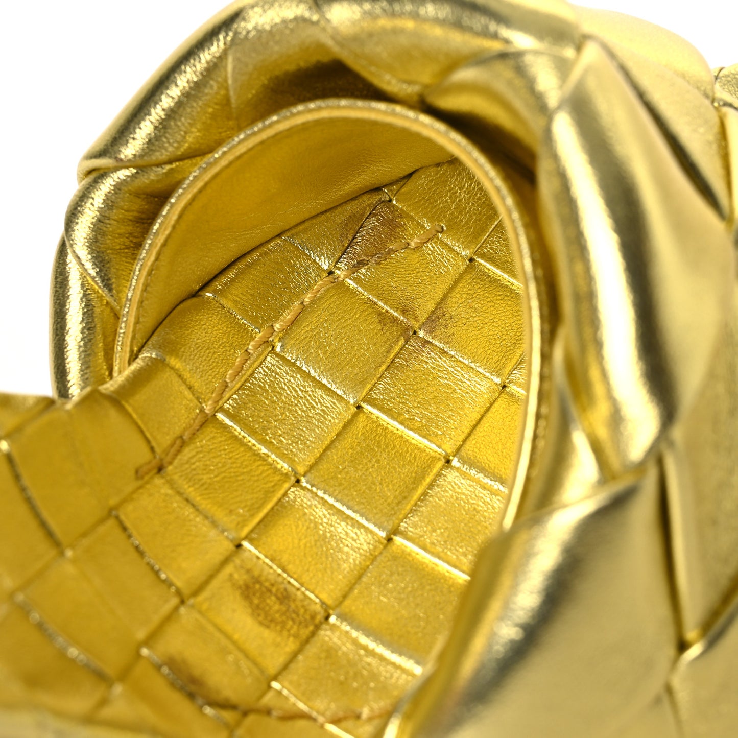 Metallic Nappa Maxi Reflection Weave Lido 90mm Mule Sandals 38.5 Gold