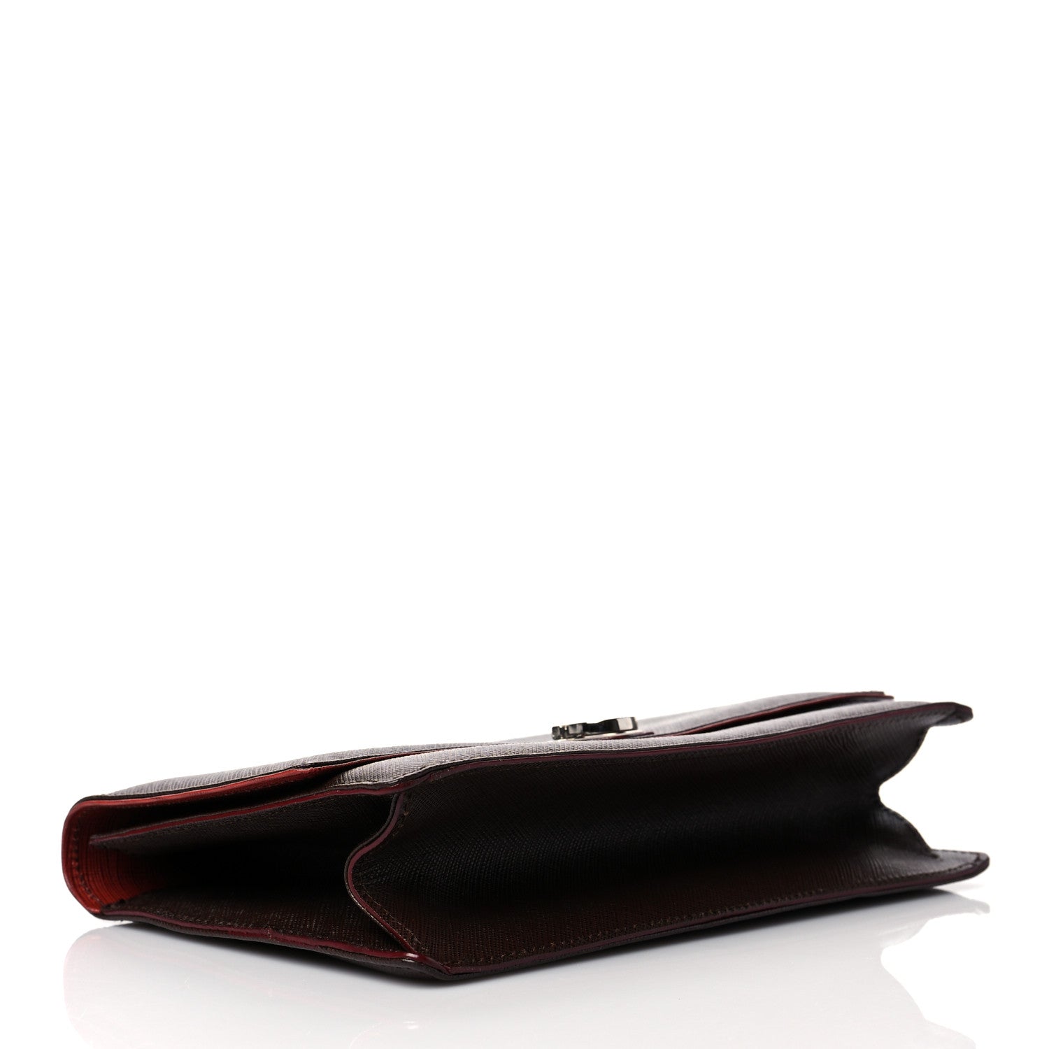 Salvatore Ferragamo Printed Calfskin Gancini Bow Chain Shoulder Bag Black Red 3 of 8