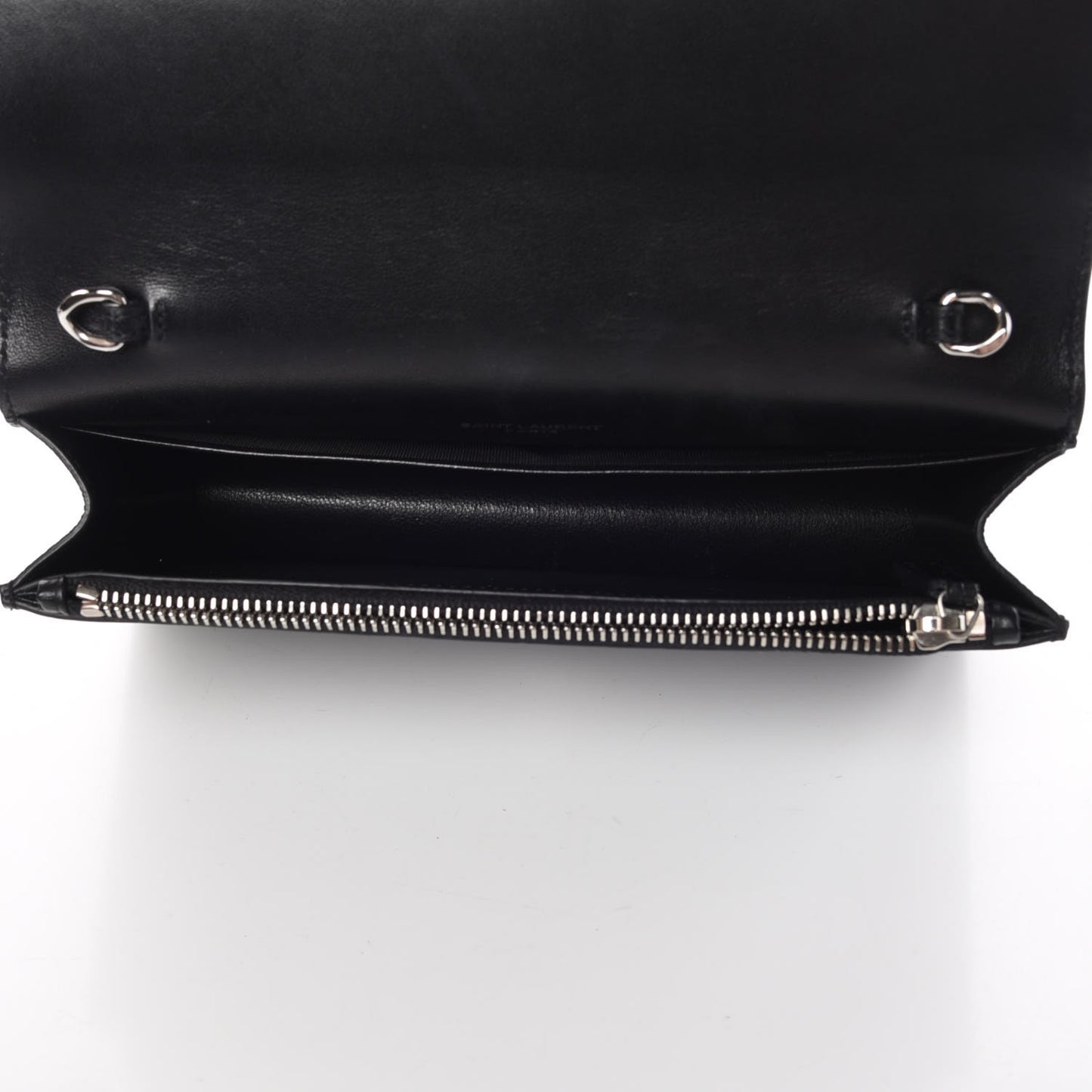 Calfskin Crocodile Embossed Kate Monogram Tassel Chain Wallet Black