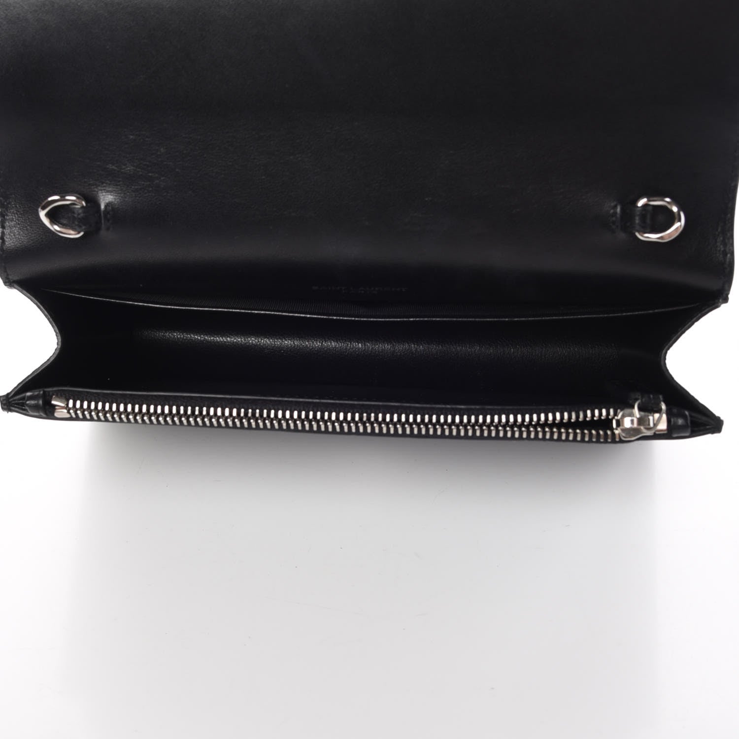 Saint Laurent Calfskin Crocodile Embossed Kate Monogram Tassel Chain Wallet Black 5 of 8