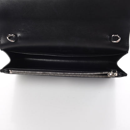 Saint Laurent Calfskin Crocodile Embossed Kate Monogram Tassel Chain Wallet Black 5 of 8