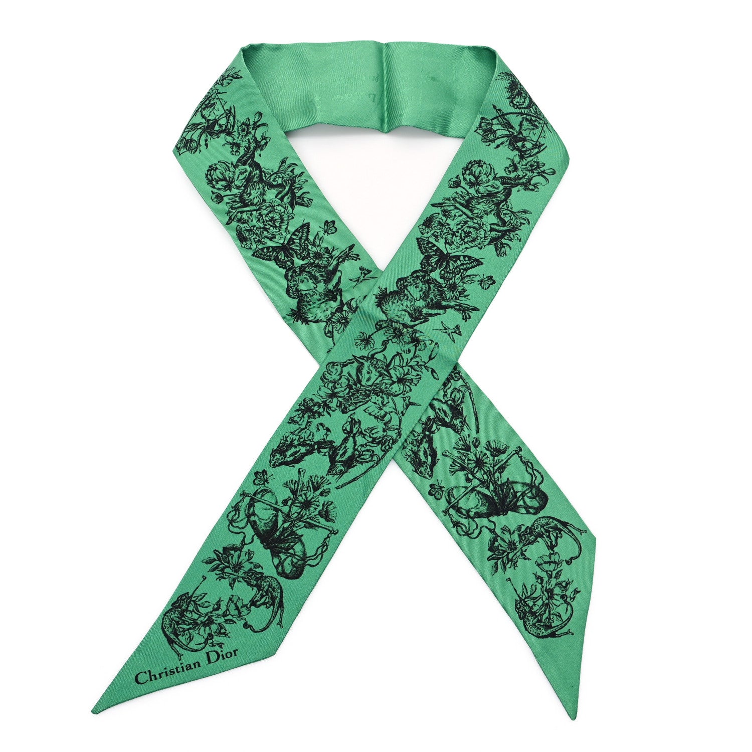 Christian Dior Silk Mitzah Scarf Green 1 of 3