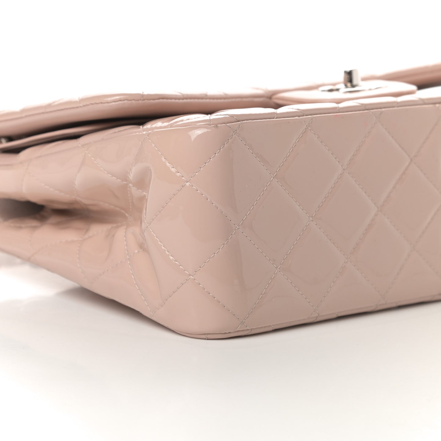 Patent Quilted Jumbo Double Flap Light Pink