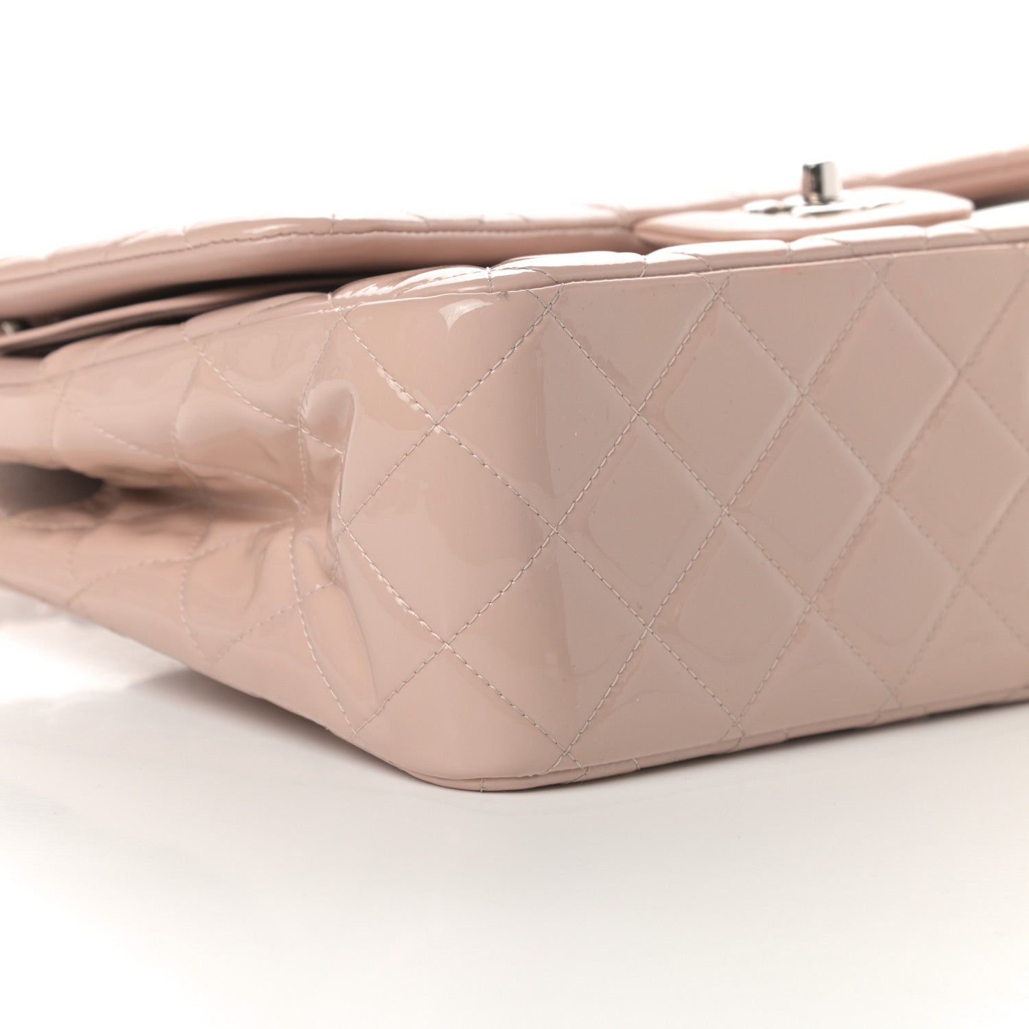 Chanel Patent Quilted Jumbo Double Flap Light Pink 9 of 15