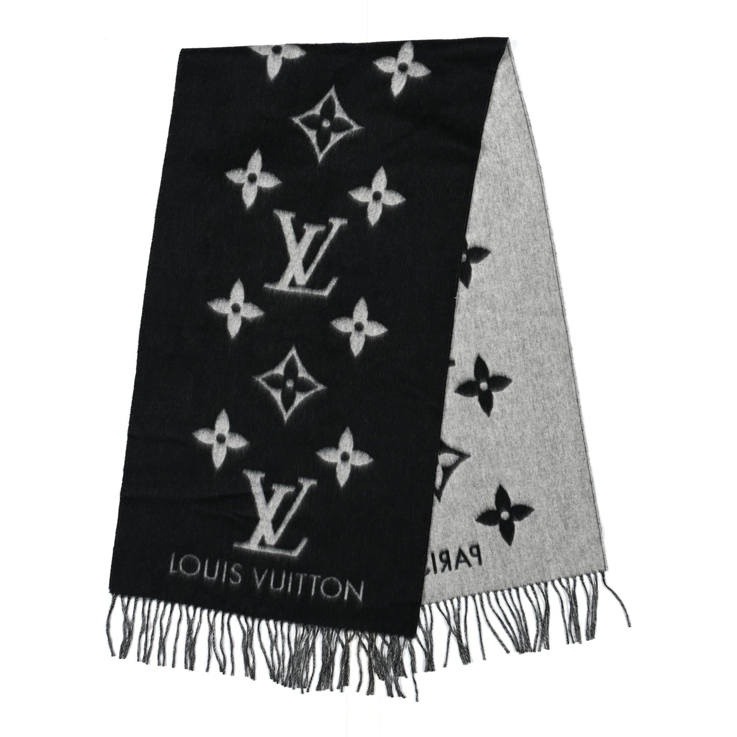 Louis Vuitton Cashmere Monogram Reykjavik Scarf Black 2 of 3