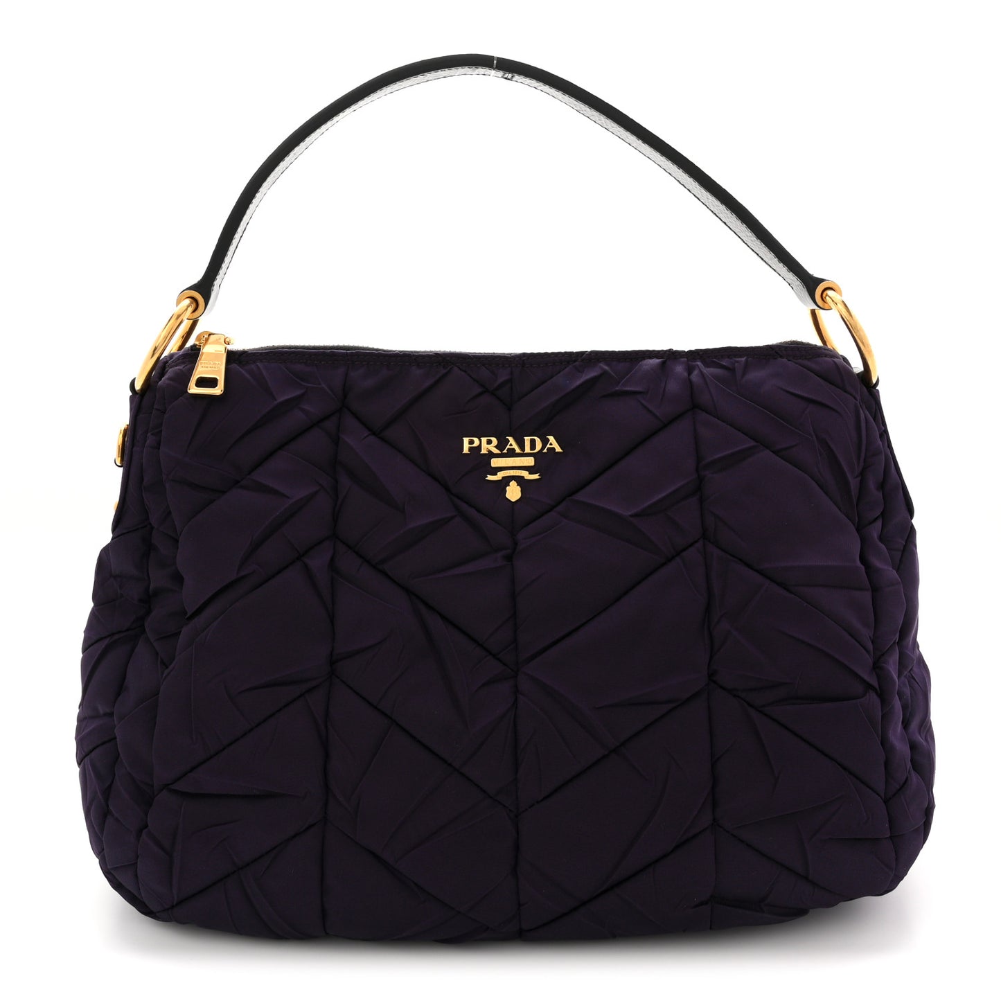 Tessuto Nylon Chevron Quilted Shoulder Bag Indaco