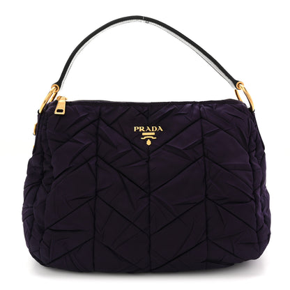 Prada Tessuto Nylon Chevron Quilted Shoulder Bag Indaco 1 of 10