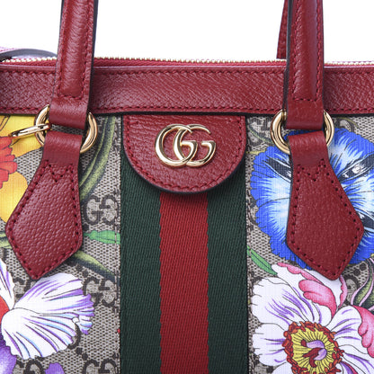 Gucci GG Supreme Monogram Flora Web Small Ophidia Tote Bag Red 10 of 11