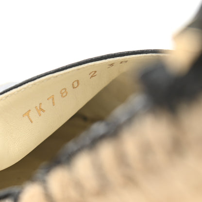 Valentino Garavani Grained Calfskin Rockstud Ankle Wrap Espadrille 15/85mm Wedges 38 Black Light Ivory 8 of 8