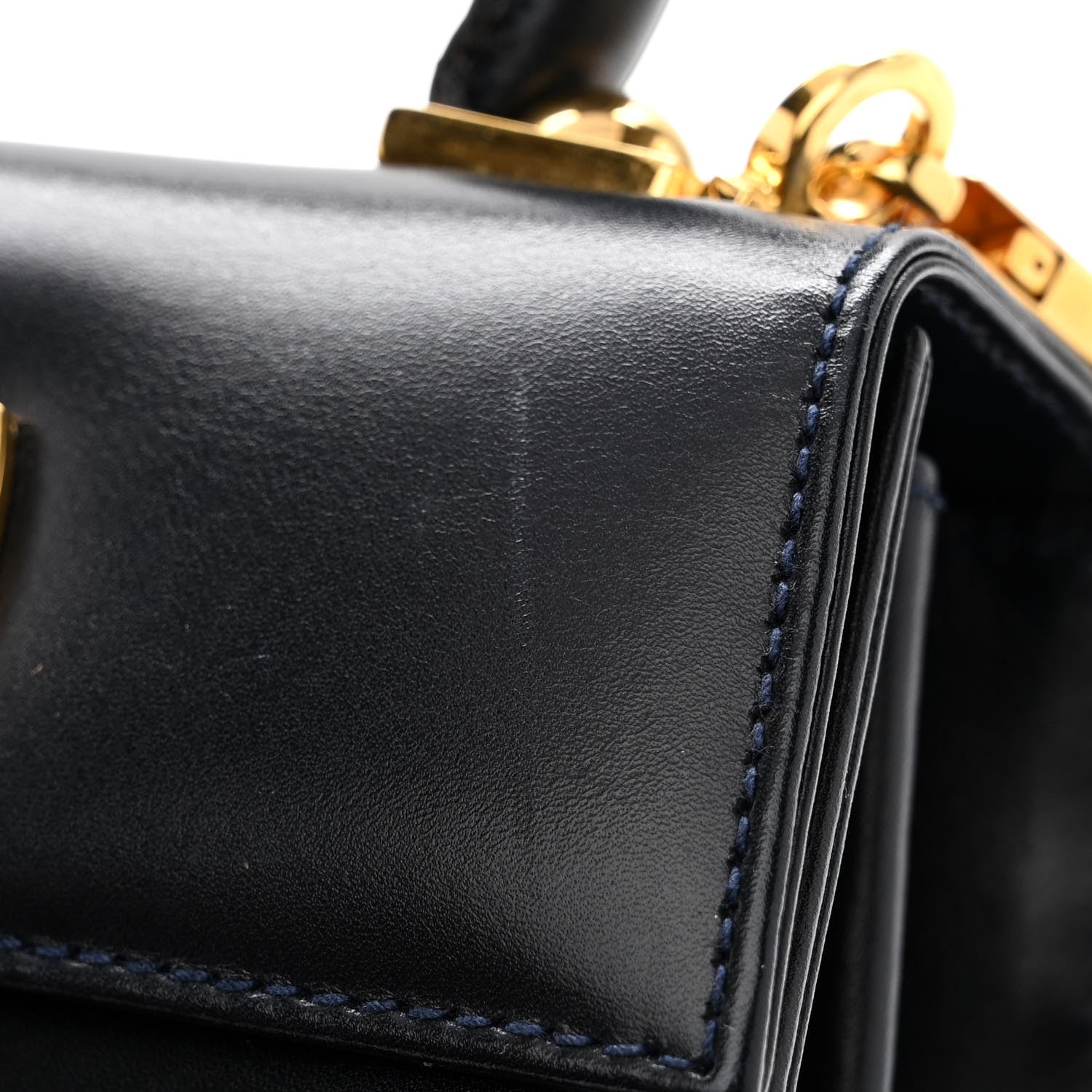 Salvatore Ferragamo Brushed Off Calfskin Small Iconic Top Handle Bag Navy 10 of 10