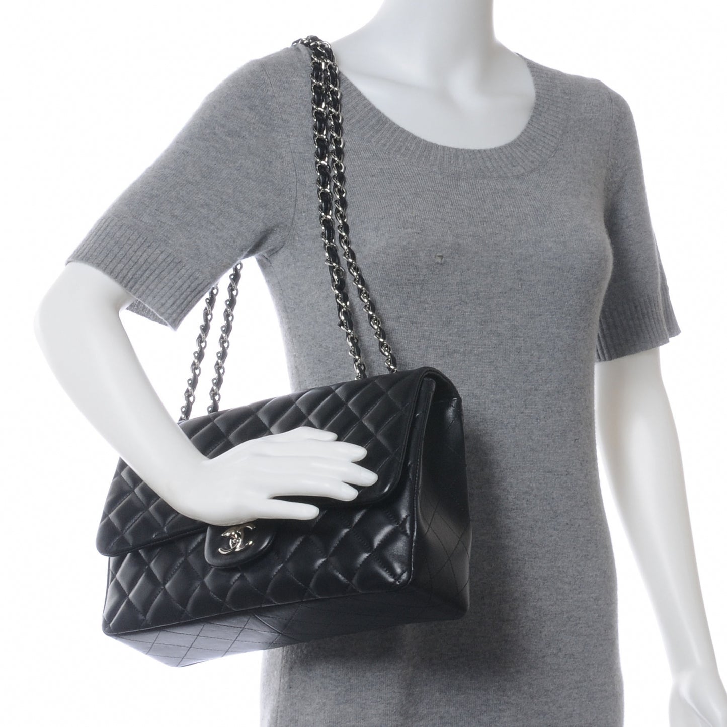 Lambskin Jumbo Single Flap Black