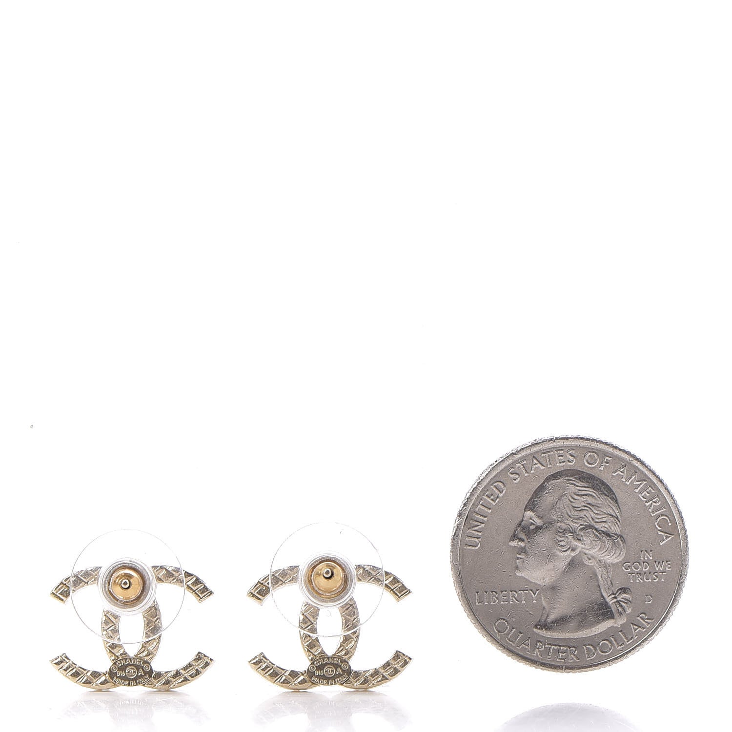 Chanel Quilted CC Earrings Gold 2 of 5