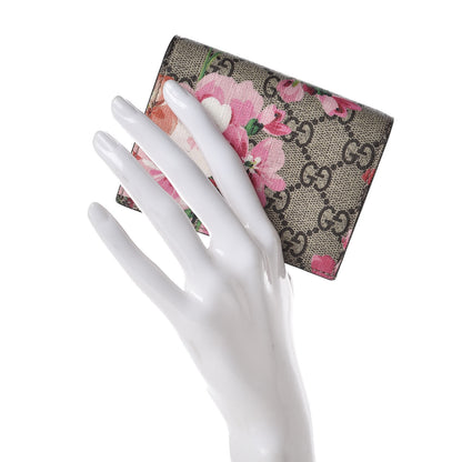 Gucci GG Supreme Monogram Blooms Card Case Wallet Beige Multicolor Dry Rose 2 of 9