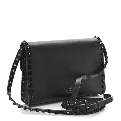 Valentino Garavani Vitello Monochrome Medium Rockstud Flip Lock Crossbody Bag Black 3 of 8