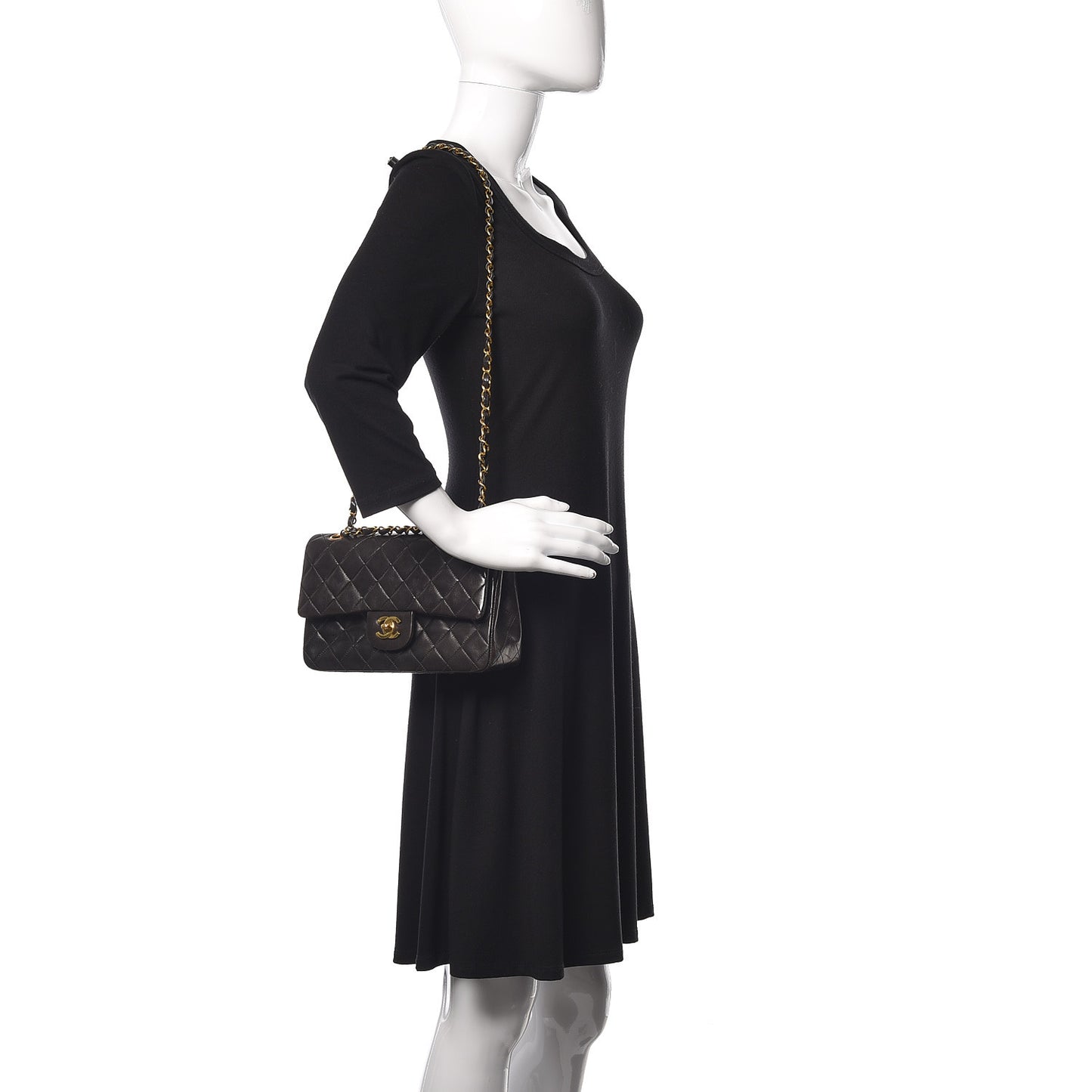 Lambskin Quilted Small Double Flap Black
