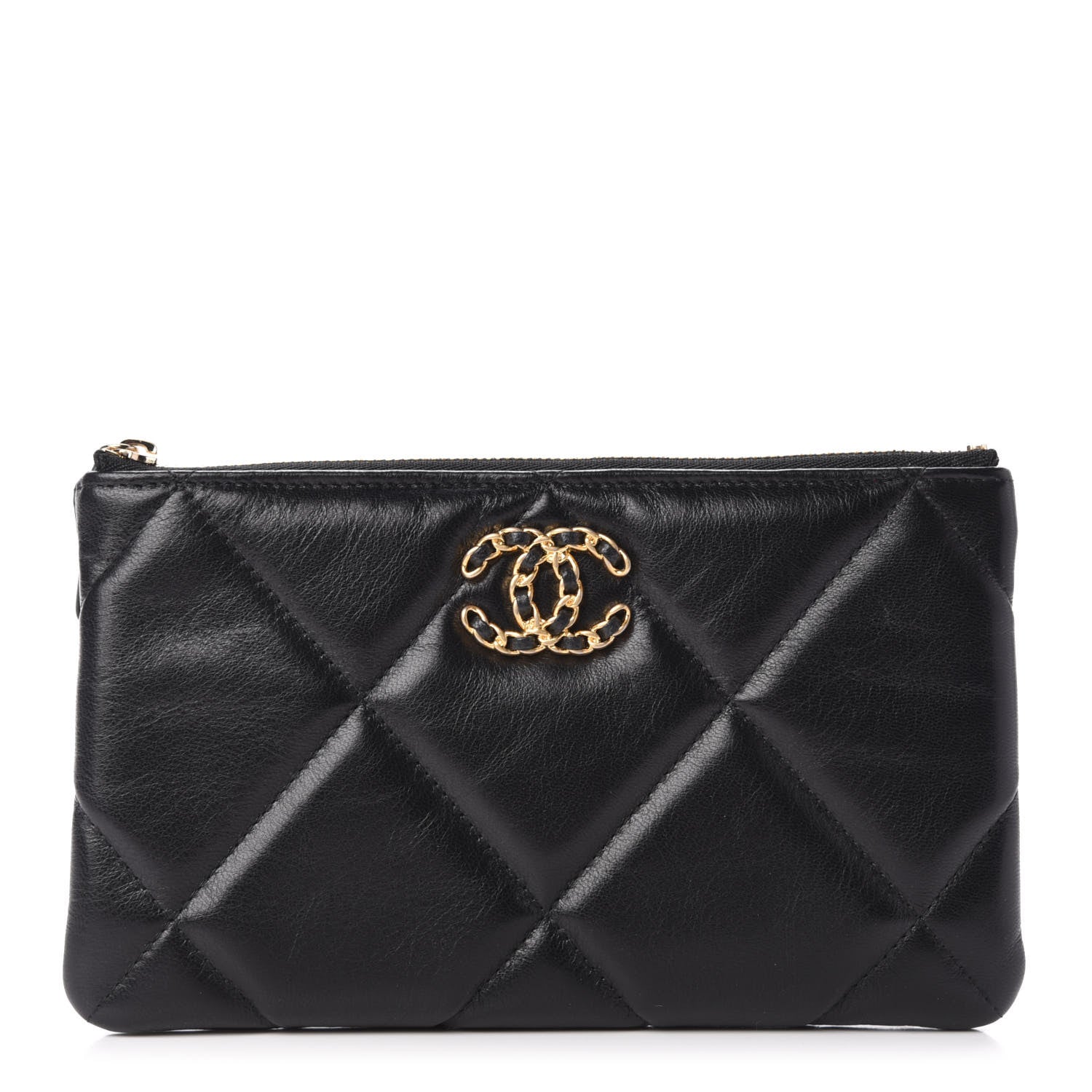 Chanel Shiny Goatskin Quilted Small 19 Pouch Black 1 of 7