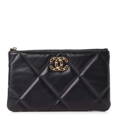 Chanel Shiny Goatskin Quilted Small 19 Pouch Black 1 of 7