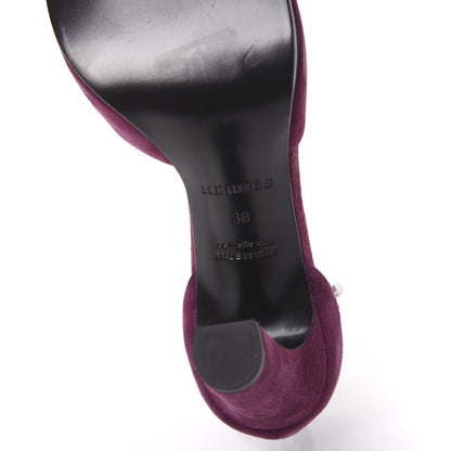 Hermes Suede Goatskin Nina Sandals 38 Lie De Vin 6 of 8