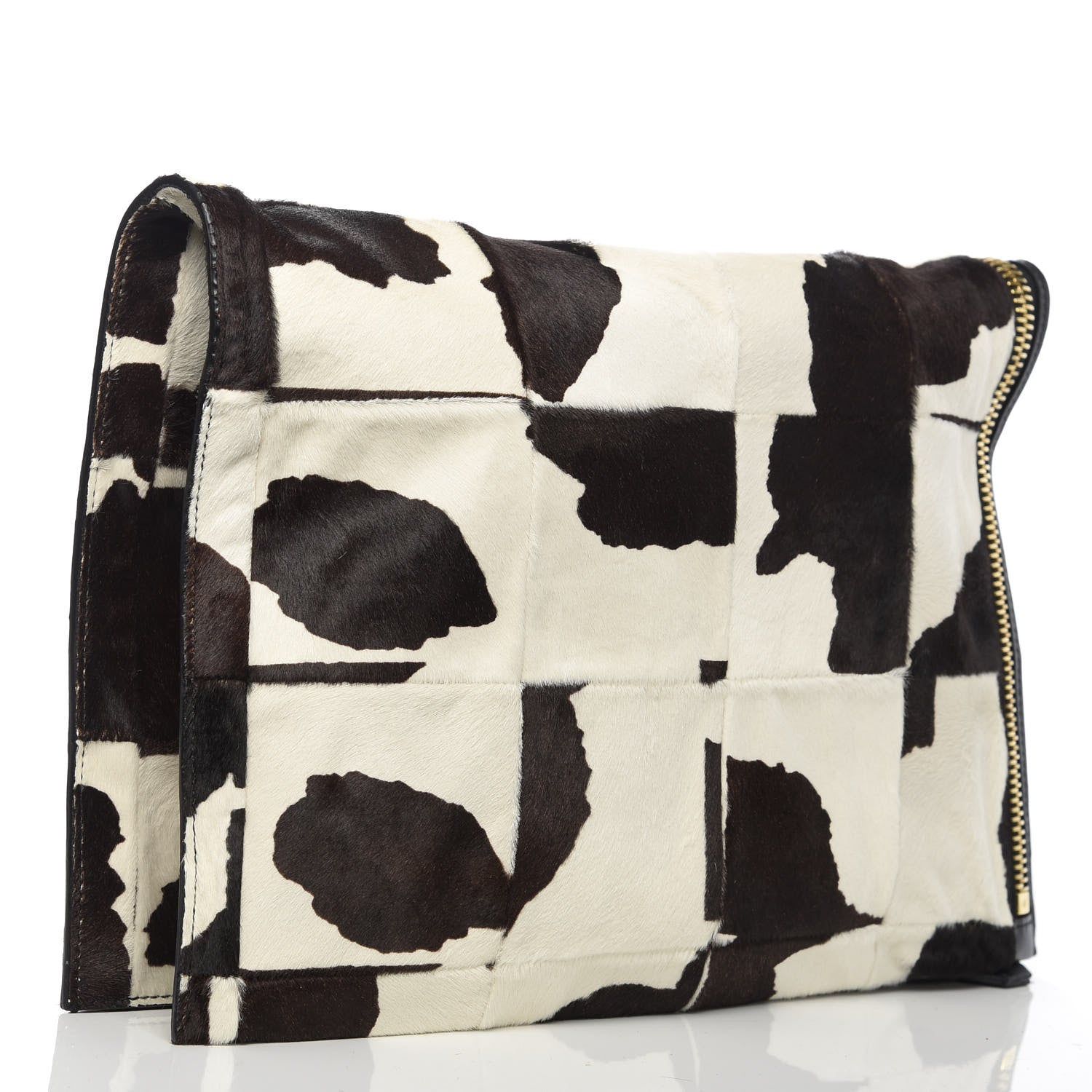Tom Ford Calf Hair Large Alix Padlock Zip Shoulder Bag Black White 4 of 10