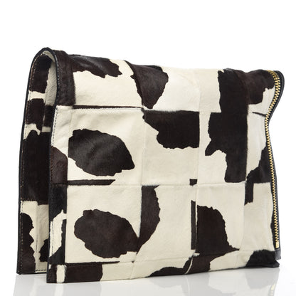 Tom Ford Calf Hair Large Alix Padlock Zip Shoulder Bag Black White 4 of 10