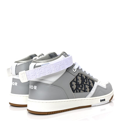 Christian Dior Smooth Calfskin Jacquard Oblique Mens B27 Mid Top Sneakers 40 Beige Blue 4 of 8