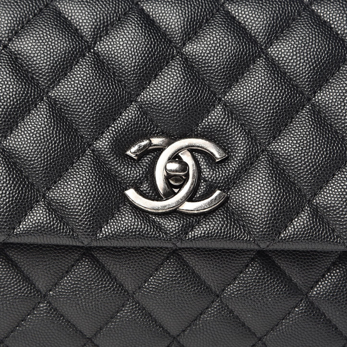 Caviar Quilted Small Coco Handle Flap Black