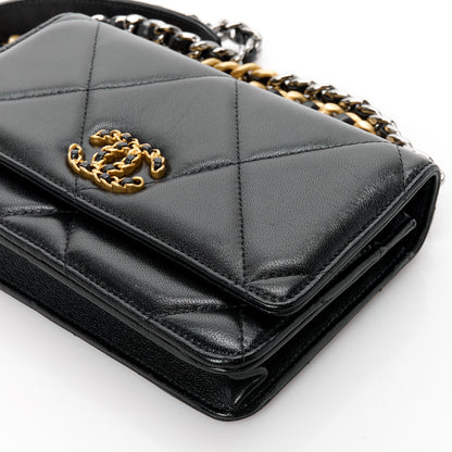 Chanel Lambskin Quilted Chanel 19 Wallet On Chain WOC Black 11 of 11