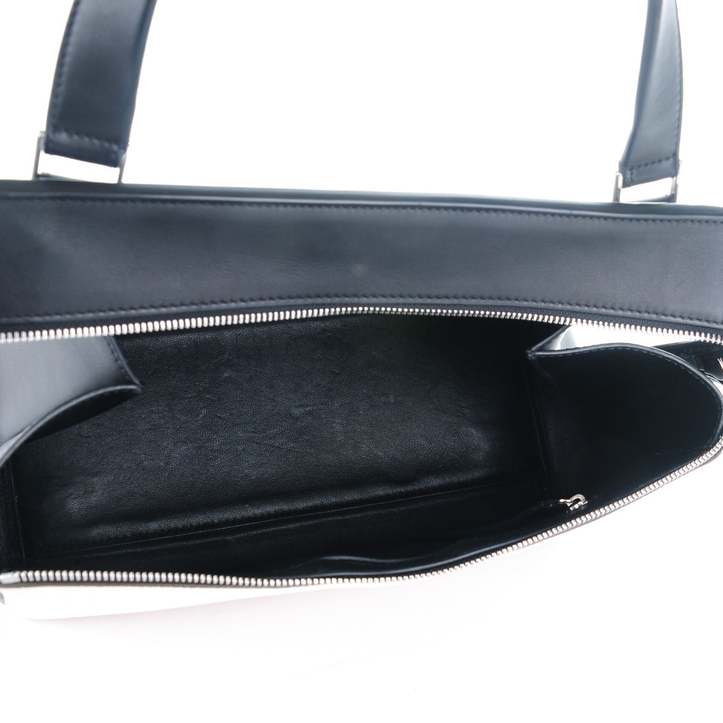 Supple Calfskin Medium Bi-Color Edge Shoulder Bag Cream