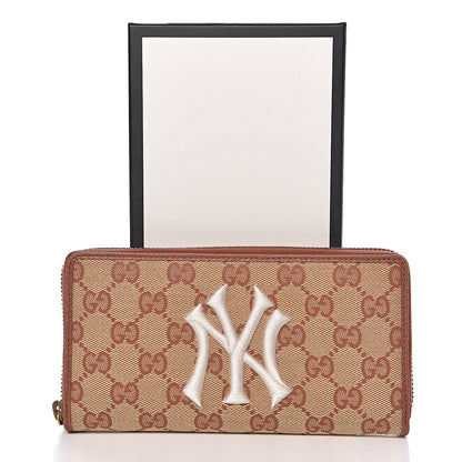 Gucci X MLB GG Monogram NY Yankees Zip Around Wallet Beige Ruggine Ivory 8 of 8